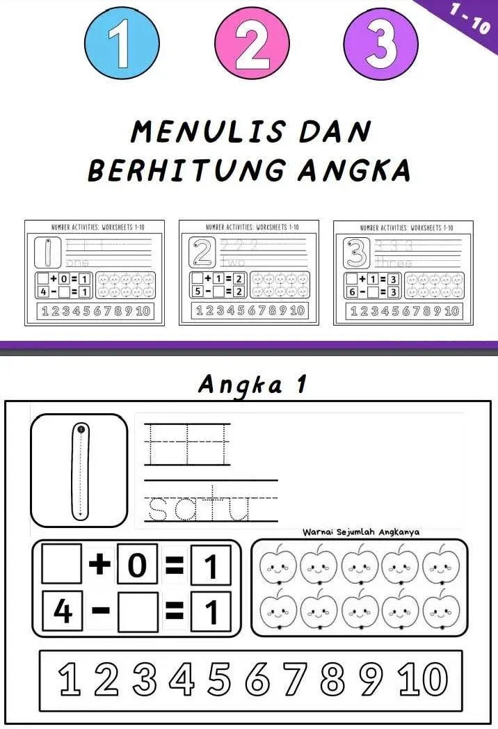 Lembar Menulis Dan Berhitung Angka
