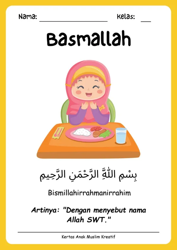 Worksheet Anak Muslim Kalimat Thayyibah